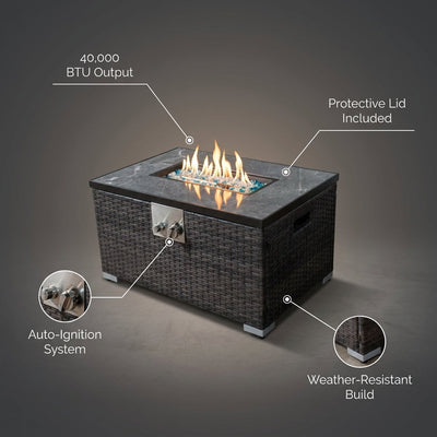 32 In. Propane Fire Pit Table, 40,000 BTU Auto-Ignition Gas Fire Table for outside Patio
