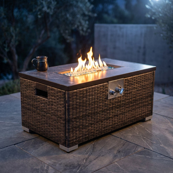 32 In. Propane Fire Pit Table, 40,000 BTU Auto-Ignition Gas Fire Table for outside Patio