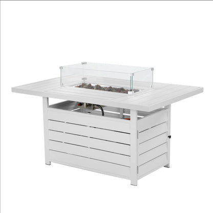 Rectangular Propane Fire Pit Table with Stainless Burner - Black, Dark Gray, White