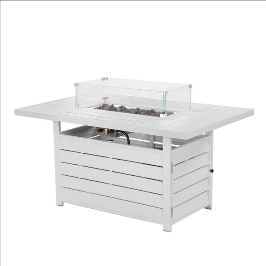 Rectangular Propane Fire Pit Table with Stainless Burner - Black, Dark Gray, White
