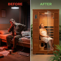 6-Person Cedar Infrared Sauna with 10 Carbon Heaters — Before & After
