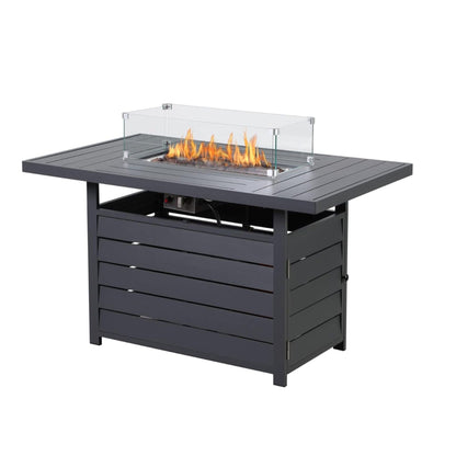 Rectangular Propane Fire Pit Table with Stainless Burner - Black, Dark Gray, White