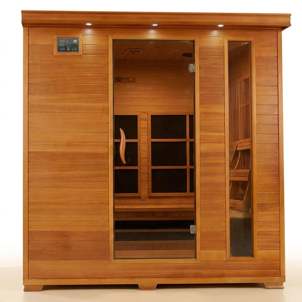 Infrared Sauna Built for Family Wellness, 6-Person Cedar Construction, 10 Carbon Heaters, Ultra-Low EMF — Studio Shot