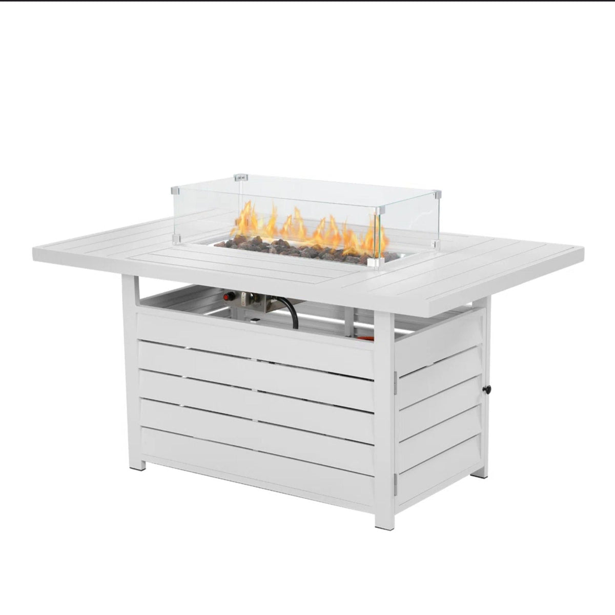 Rectangular Propane Fire Pit Table with Stainless Burner - Black, Dark Gray, White
