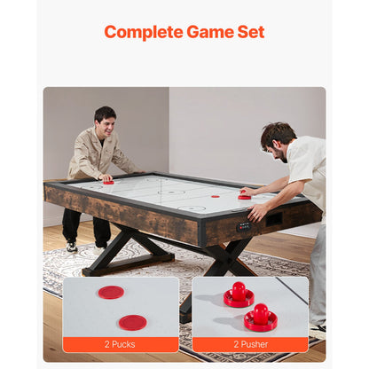 84-Inch Air Hockey Table with Electronic Scorer – Rustic MDF Finish