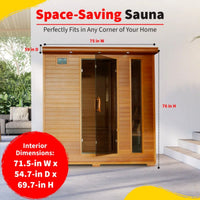 Infrared Sauna Built for Family Wellness, 6-Person Cedar Construction, 10 Carbon Heaters, Ultra-Low EMF