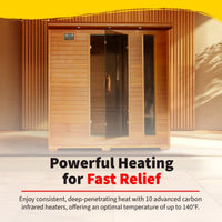 Infrared Sauna Built for Family Wellness, 6-Person Cedar Construction, 10 Carbon Heaters, Ultra-Low EMF