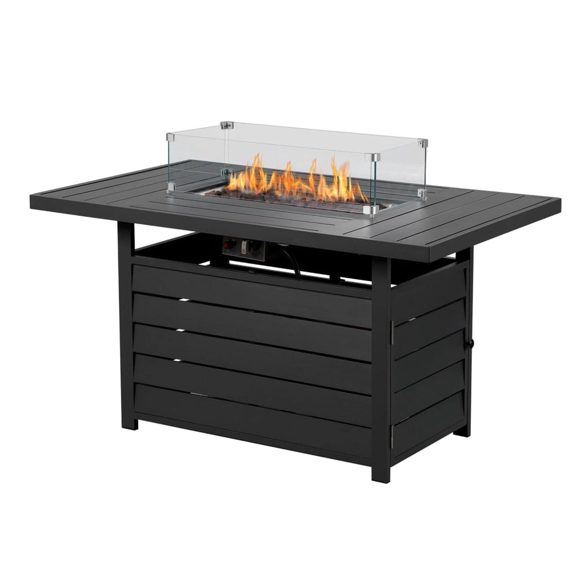 Rectangular Propane Fire Pit Table with Stainless Burner - Black, Dark Gray, White