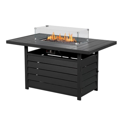 Rectangular Propane Fire Pit Table with Stainless Burner - Black, Dark Gray, White