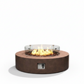 Outdoor Propane Fire Pit Coffee Table W Wind Guard, Amber Yellow Fire Glass